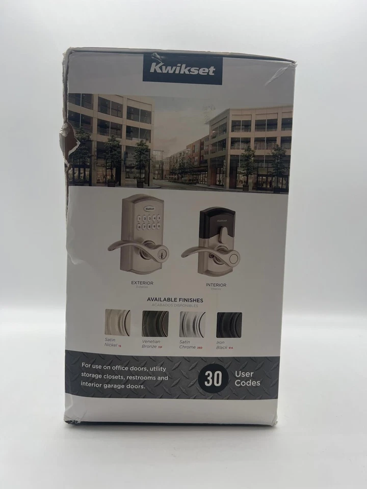 Palanca comercial Kwikset SmartCode 955 Pembroke Light - sin llave, níquel satinado Foto 2 de 4