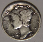 1931 P Mercury Dime 10C Cents Coin Silver, Better Date!