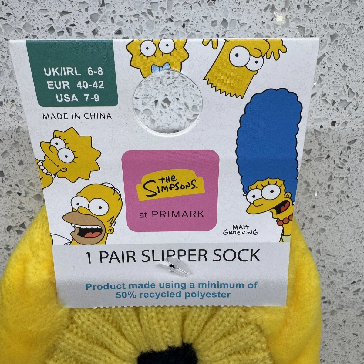 Calcetines antideslizantes Primark Los Simpson Homer amarillos para hombre Reino Unido 6-8