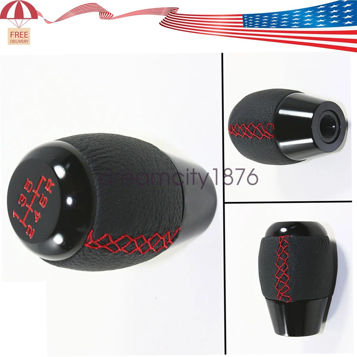Funda De Cuero Sintético Para Palanca De Cambios – Acura RSX 2002-2006, Negro Con Costura Roja