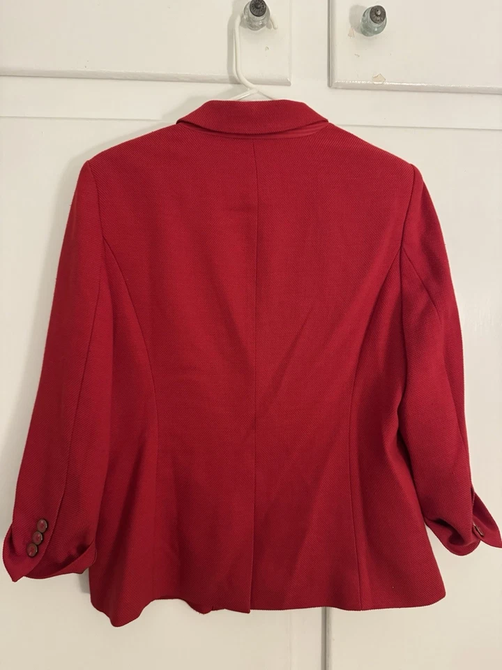 Banana Republic Women's Red Blazer With Polka dot liner size large - Image 3 of 3