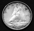 1962 10¢ silver coin that shows details