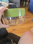Vintage 70's Pyrex See N Store Canister Avocado Green Plastic Lid  6" Diameter