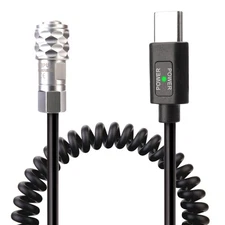 Coiled BMPCC 4K, 6K Trigger Power Cable, USB C PD, Weipu SF61B, S2 2-pin