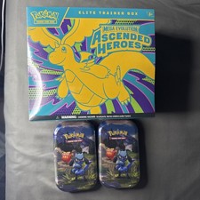 POKEMON TCG ASCENDED HEROES ELITE TRAINER BOX  2 MINI TINS FACTORY SEALED
