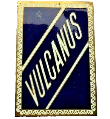 Vulcanus The God of Fire Brass & Enamel Original Badge Plaque Antique 9 x 6cm