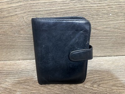 Klassische klassische Coach Herren-Geldbörse mit Doppelfaltung aus schwarzem Leder mit Druckknopfklappe Kartenetui