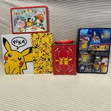 Pokémon Center Cookie Can Bulk Sale Blue Pikachu Metal Box Collectible Used