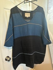 Ace Jig Shirt Tunic Dolman Blue Black Metallic