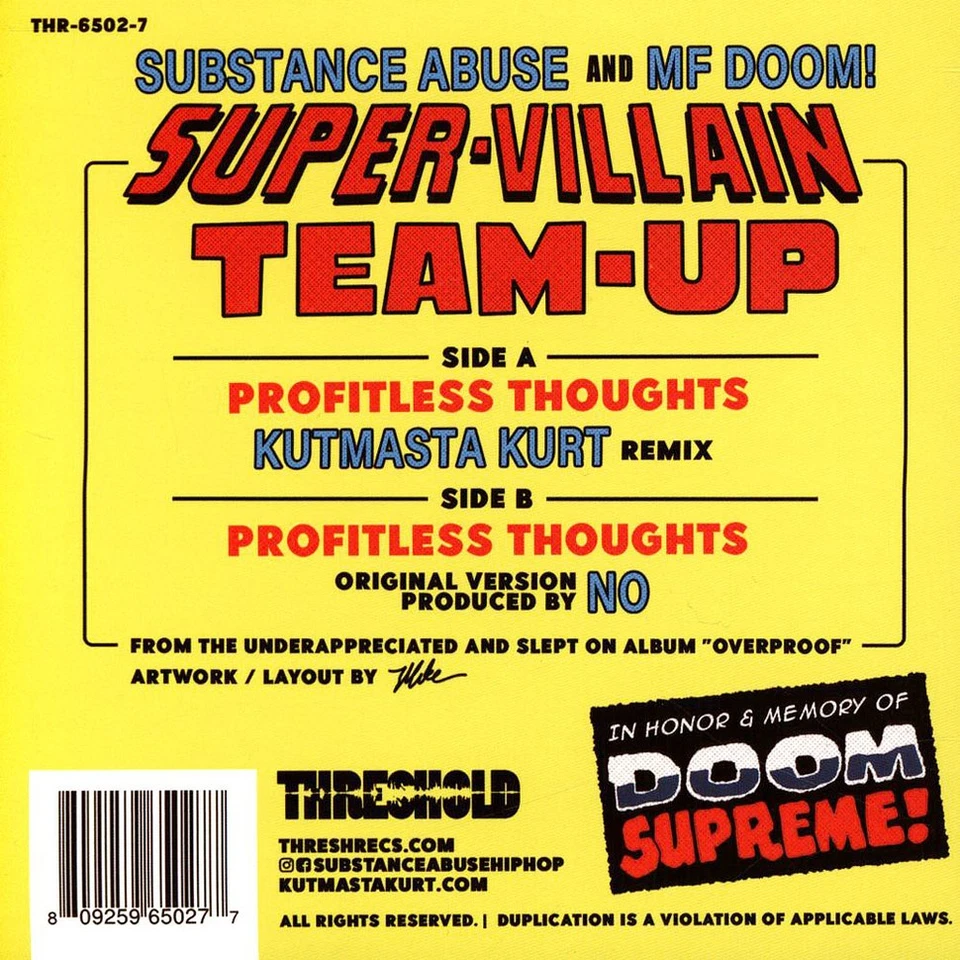 Substance Abuse & MF DOOM - Super-Villain Team-Up Profitle (2023 - US - Reissue) - Bild 3 von 4
