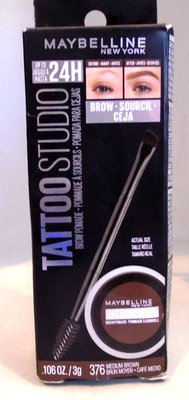 Maybelline~ Tattoo Studio Brow Pomade w/ Brush~#376 Medium Brown ~ 0.106oz ~ NIB