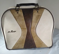 Vintage AMF Bowling Bag Vinyl Brown Two-toned Bowling Bag Retro