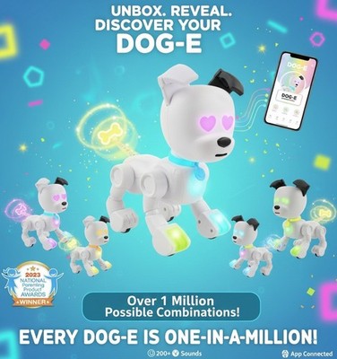 DOG-E Interaktiver Roboter Hund Haustier mit LED-Leuchten, 200+ Interaktionen App verbunden