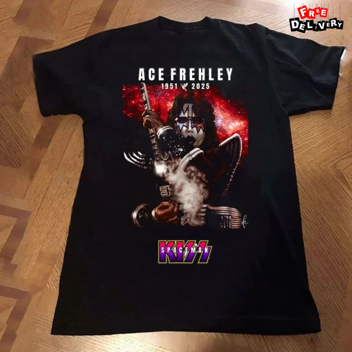 T-shirt Ace Frehley Homme – 100% Coton, Look Rétro Rock, Manches Courtes, Noir, Coupe Classique - 5