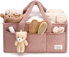 Baby Diaper Caddy Organizer with Handle, Boy  Girl Shower Gift Basket, Portable