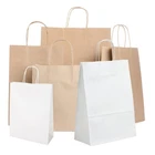 Paper Carrier Bag Twist Handle White Brown Takeaway Party Shopping Gifts Food