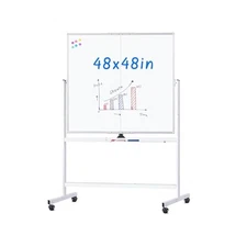 Rolling Whiteboard,  48x48 Large Magnetic Dry Erase Board with Stands on Wheels