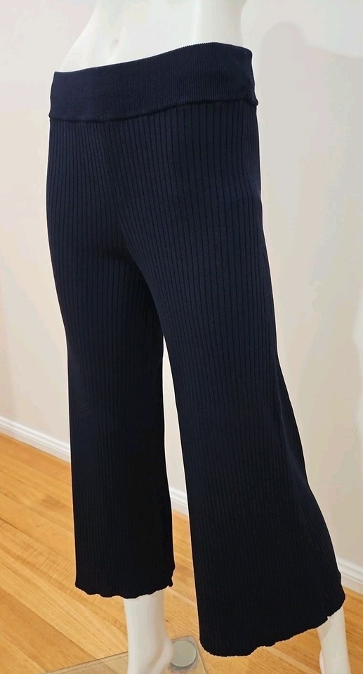 Womens COUNTRY ROAD Navy Blue Ribbed, Stretch, Flared Leg PANTS / Size: XS 6 -8