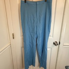 Banana Republic Stretch Linen Blend Blue Slacks Pants Size 12