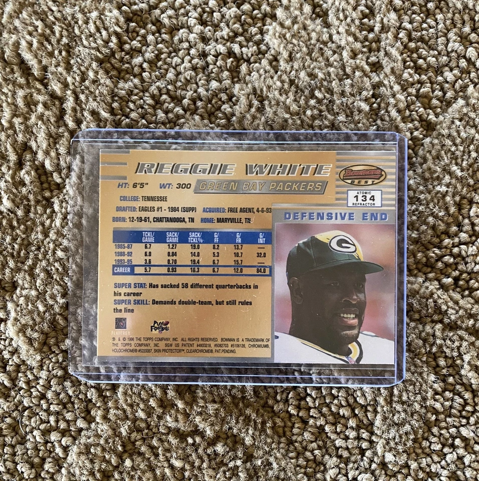 1996 Bowman 's Best Atomic Refractor Reggie White #134 - Image 2 of 2