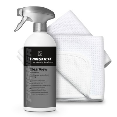 Auto Glasreiniger Set THE FINISHER ClearView 500ml mit 2x Mikrofasertuch