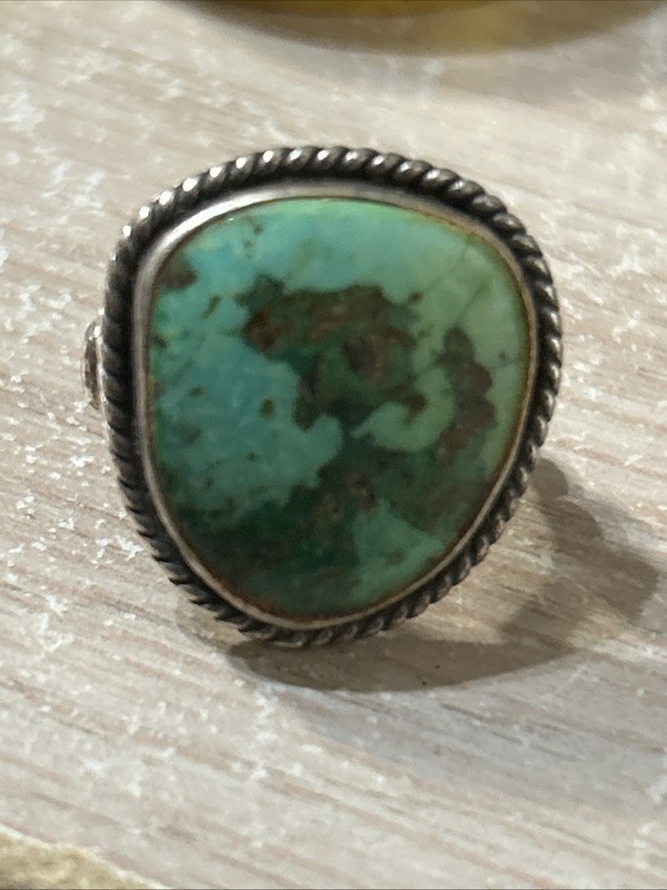 Vintage Old Turquoise Ring Sterling Silver Size 6