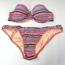 Victorias Secret Bikini Set 32B Flirt Bandeau Medium Strappy Cheeky 8KP 1290