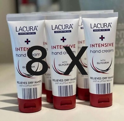 8 x LACURA Intensive Handcreme 75 ml Linderung trockener Haut unparfümiertes Glycerin Neu Aldi