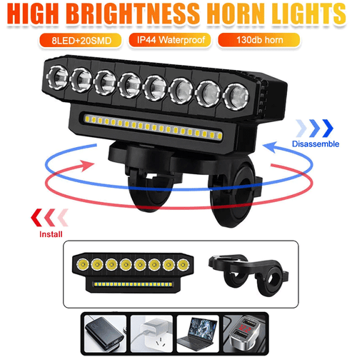 USB Rechargeable Bicycle Front Headlight Super Bright LED Bike Light Waterproof