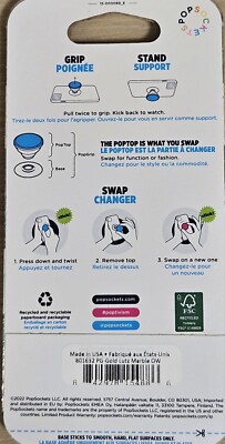 PopSockets PopGrip Phone Grip W/ Stand W/ Swappable Top Gold Lutz Marble Design