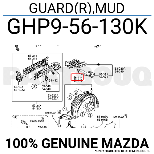 GHP956130K Genuine Mazda GUARD(R),MUD GHP9-56-130K | eBay