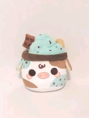 NICE! Plush Goals by Cuddle Barn: 7'' Cow Mooshake MINT CHOCOLATE 