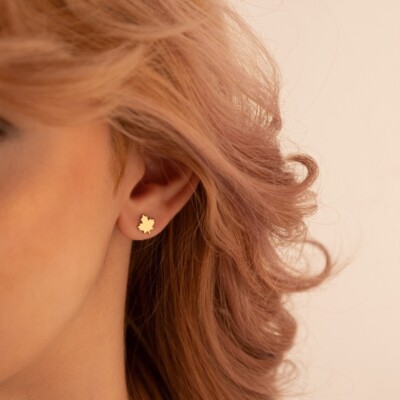 Dainty Mapple Leaf Stud 925 Sterling Silver Women Earrings Duty Free