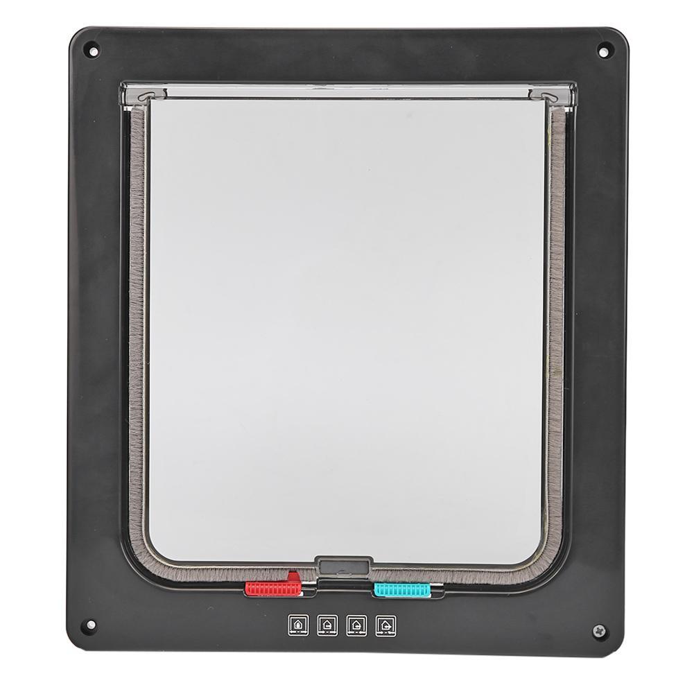Lockable Dog Cat Security Flap Door 4 Way Kitten Puppy Pets Plastic