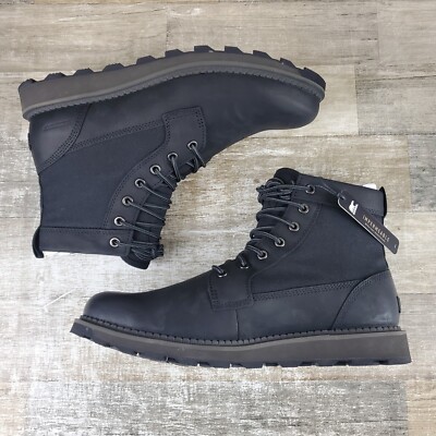 Sorel Madson II Field Boots Mens Sz 10 Black Leather Waterproof Lace Up Ankle