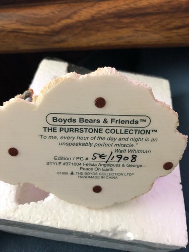 The Purrstone Collection Boyds Bears & Friends Felicia Angelpuss/George 5E/1908 - Picture 5 of 7