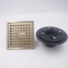 6" SUS304 Brushed Gold Stainless Steel Square Floor Shower Drain w/Flange