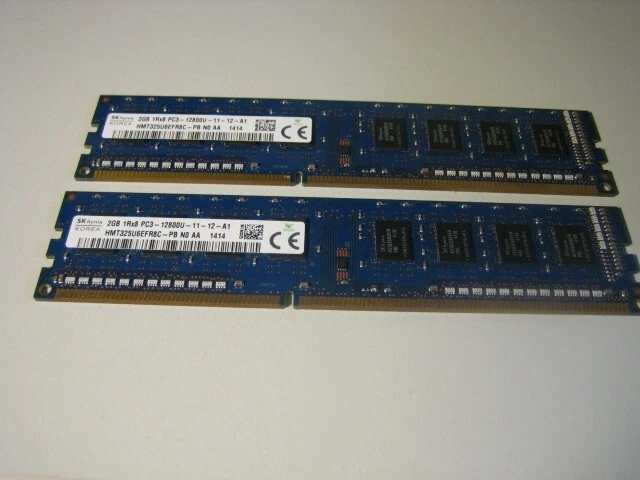 4 GB Kit 2x2GB Hynix DDR3-1600 PC3-12800U-11-12-A1 HMT325U6EFR8C-PB NO AA