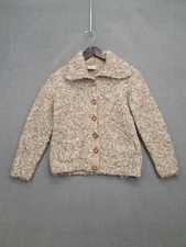 Mohair Cardigan Women’s Medium Ireland Wool Jacket Beige Avoca Handweavers