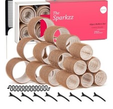 The Sparkzz 40 Pcs Heatless Hair Rollers Set pink 