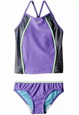 Speedo Purple Heather Splice 2pc Tankini Set Youth Girl's Size 8 ZP-4368