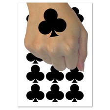 Card Suit Clubs Temporary Tattoo Water Resistant Fake Body Art Set