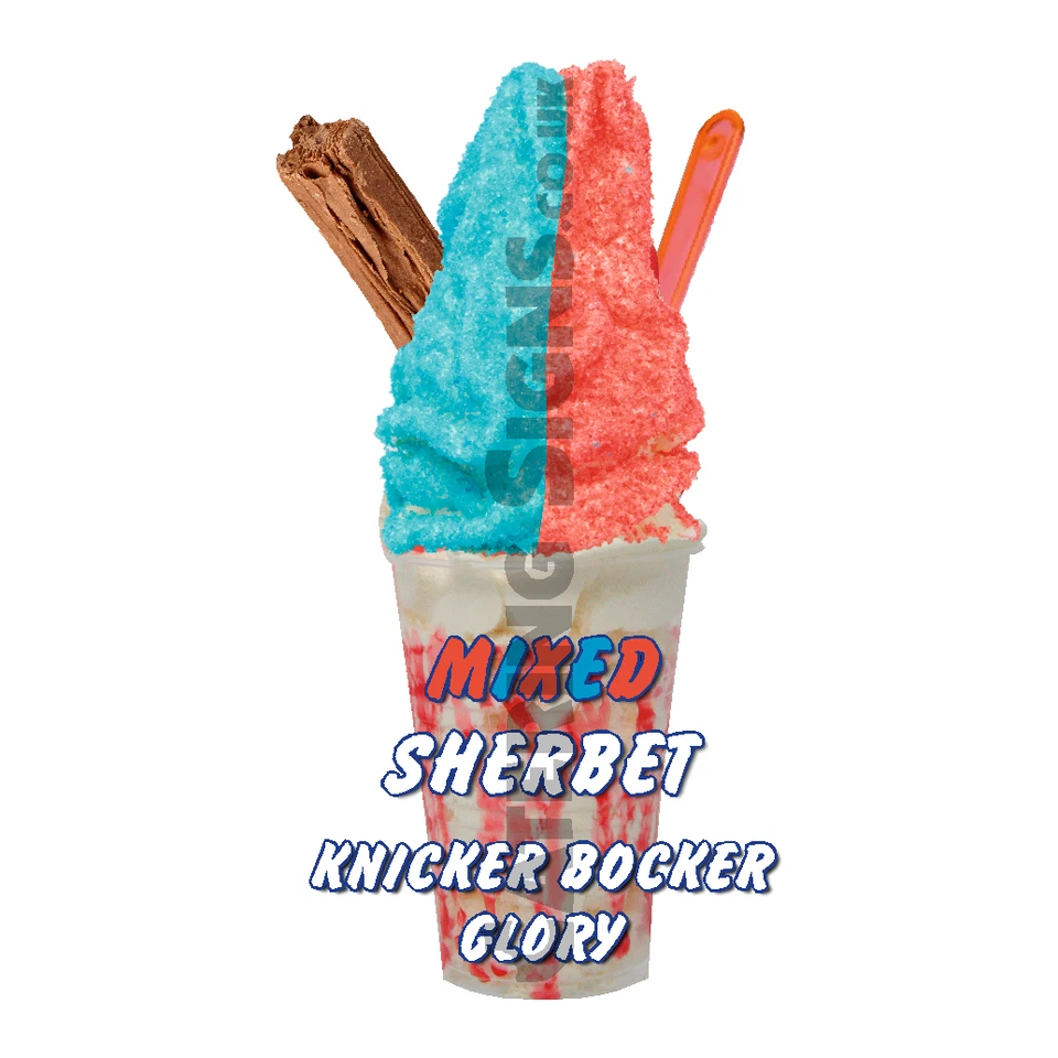 Mixed Sherbet KBG Knickerbocker Glory Whippy Ice Cream Sticker - 16cm die cut