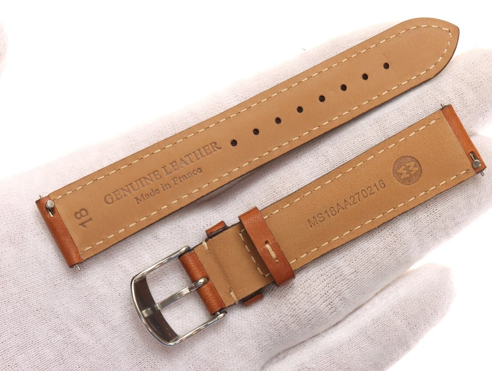 18mm MICHELE Leather BROWN Watch Band Strap MADE🇫🇷FRANCE 18x16 NOS [0M-R0M] - Image 2 of 4