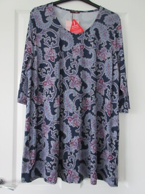 Blue paisley pattern dress size 26 Savoir