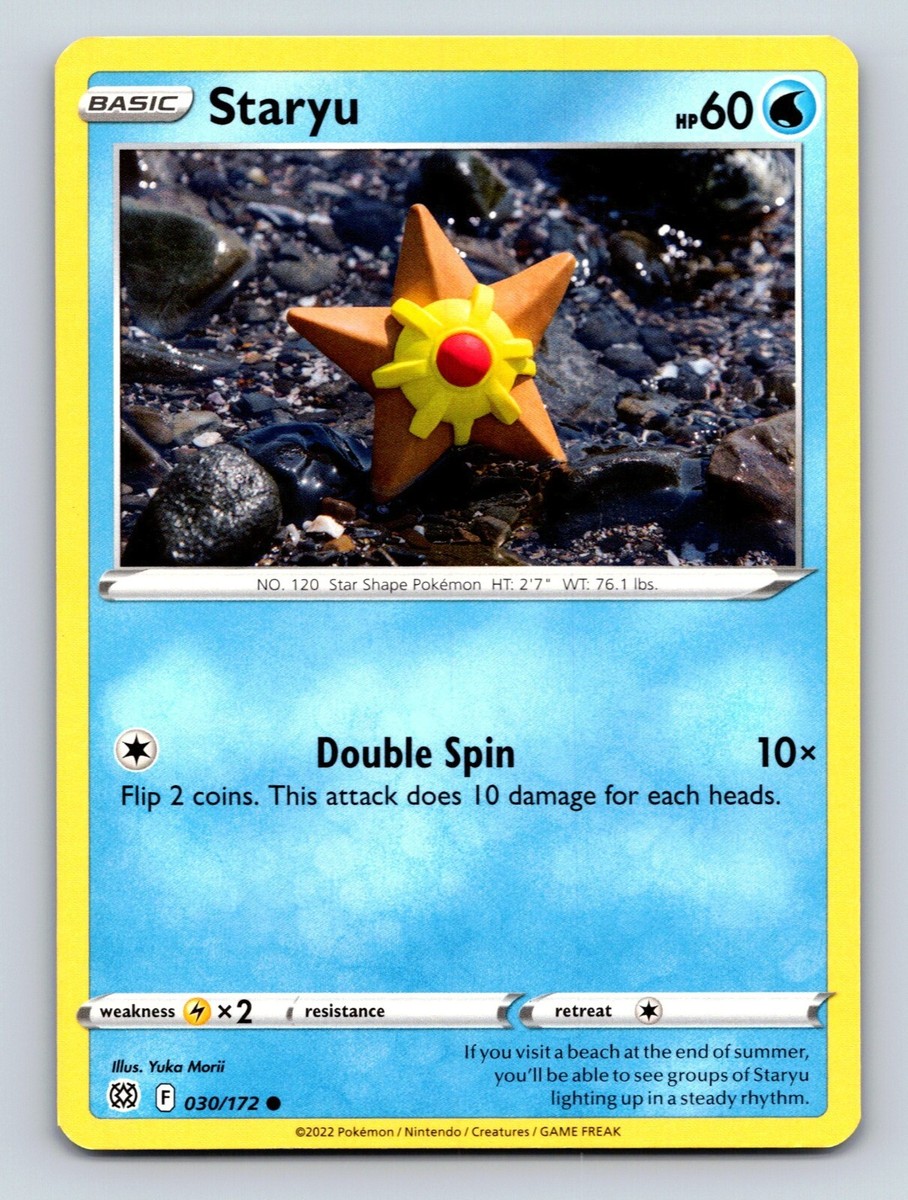 Staryu HP 60 Double Spin Attack Star Shape Pokémon Blue Card