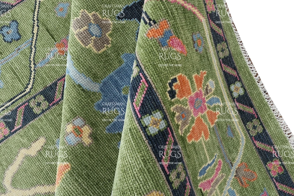 Green Oushak Hand Knotted 4x6, 5x8, 6x9, 8x10, 9x12, 10x14, 12x15 Wool Area Rug - Image 4 of 4