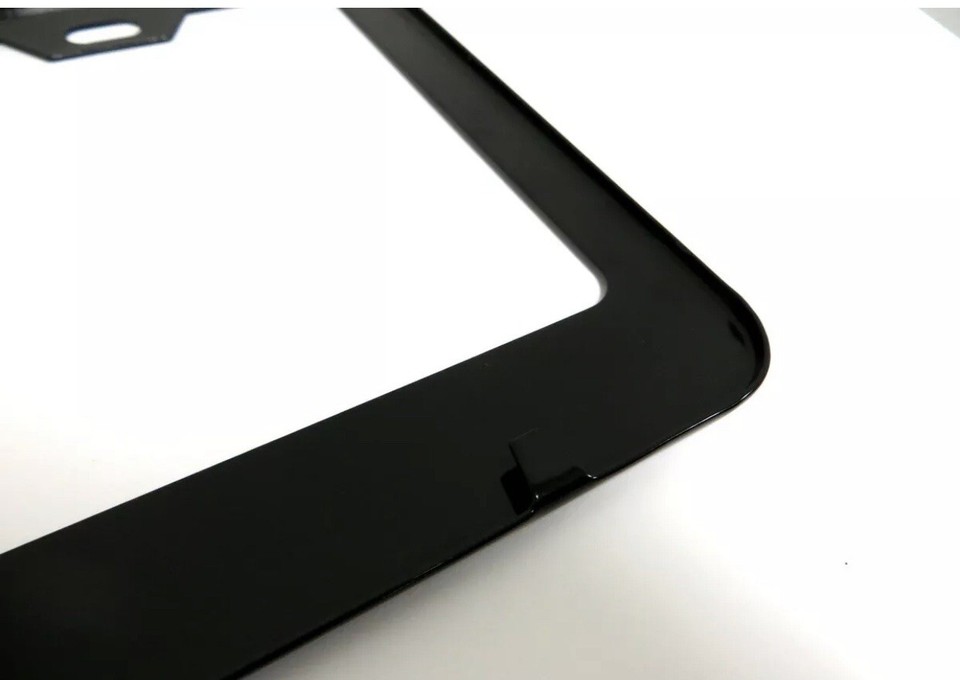 MercedesWithLOGO Laser Style BLACK Stainless Steel License Plate Frame w/ boltcap