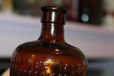 Antique, 4 5/8'', Amber, Not To Be Taken, Poison Bottle, Item # A