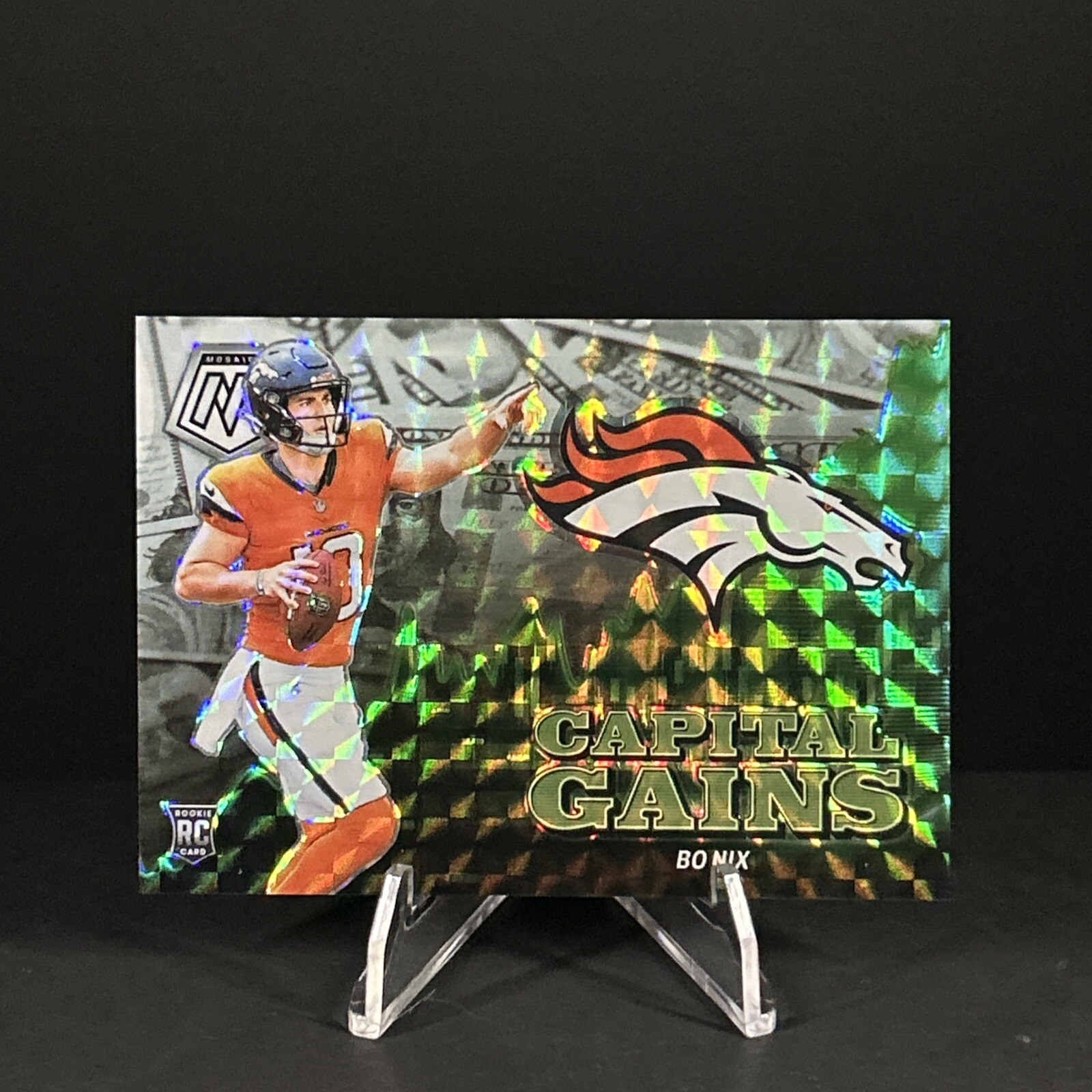 2024 Mosaic Capital Gains White Bo Nix RC #d /25 Broncos